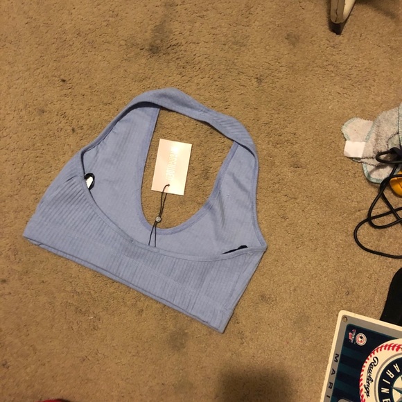 Missguided Blue Rib Halter Top - Picture 4 of 5